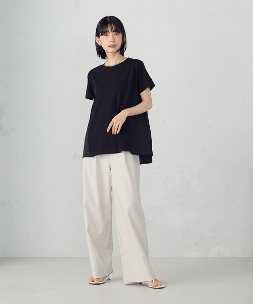 【emiche】ベーシックパンツ_２色 美しいベーシックパンツ】ワイドシルエット チノパンツ