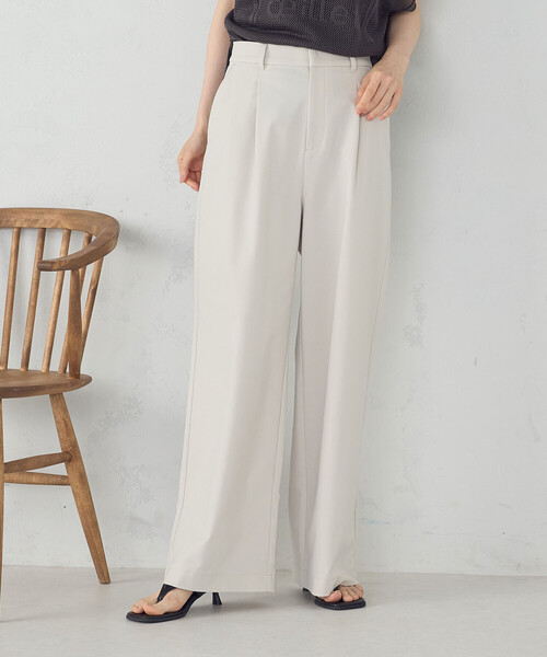 【emiche】ベーシックパンツ_２色 美しいベーシックパンツ】ワイドシルエット チノパンツ