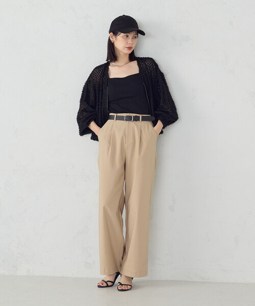美しいベーシックパンツ】ワイドシルエット チノパンツ