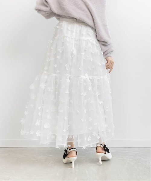 RANDA（ランダ）の「3Dフラワーティアードスカート（スカート・レディース・グレー/ブラック/ホワイト・0/1）」の7枚目の写真