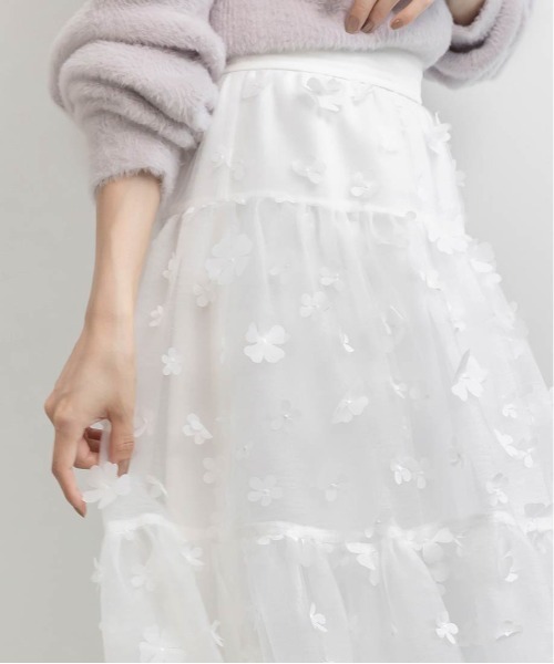 RANDA（ランダ）の「3Dフラワーティアードスカート（スカート・レディース・グレー/ブラック/ホワイト・0/1）」の8枚目の写真