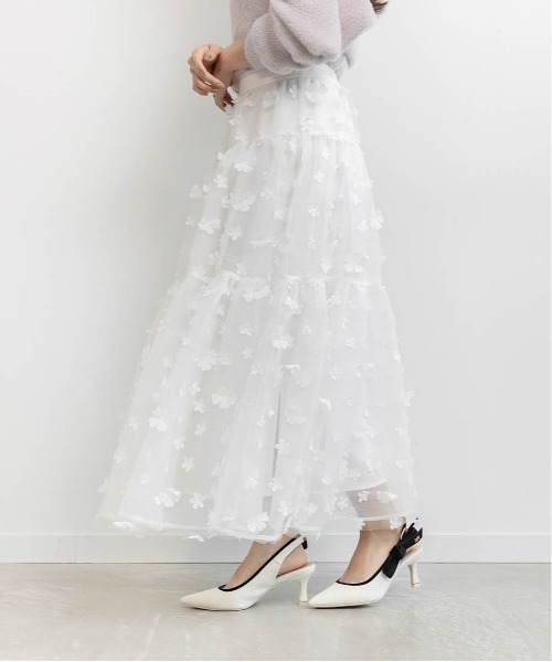 RANDA（ランダ）の「3Dフラワーティアードスカート（スカート・レディース・グレー/ブラック/ホワイト・0/1）」の9枚目の写真