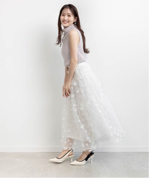 RANDA（ランダ）の「3Dフラワーティアードスカート（スカート・レディース・グレー/ブラック/ホワイト・0/1）」の12枚目の写真