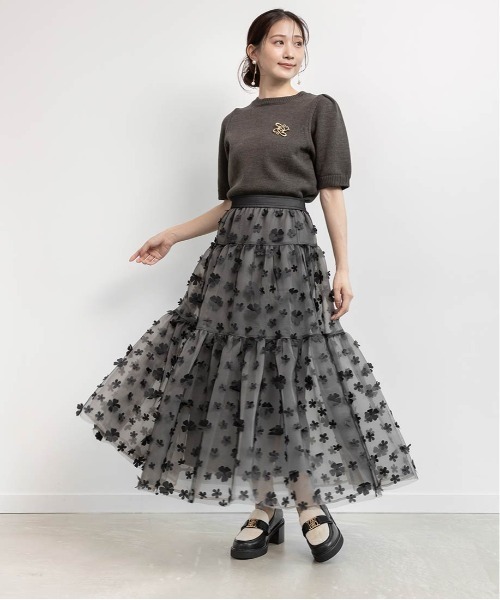 RANDA（ランダ）の「3Dフラワーティアードスカート（スカート・レディース・グレー/ブラック/ホワイト・0/1）」の13枚目の写真