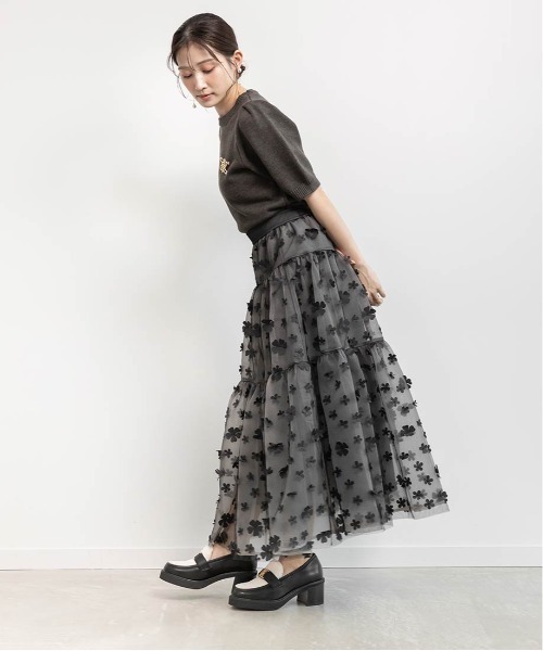 RANDA（ランダ）の「3Dフラワーティアードスカート（スカート・レディース・グレー/ブラック/ホワイト・0/1）」の14枚目の写真