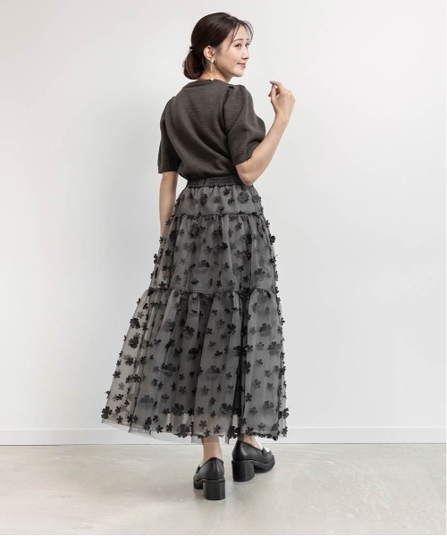 RANDA（ランダ）の「3Dフラワーティアードスカート（スカート・レディース・グレー/ブラック/ホワイト・0/1）」の15枚目の写真