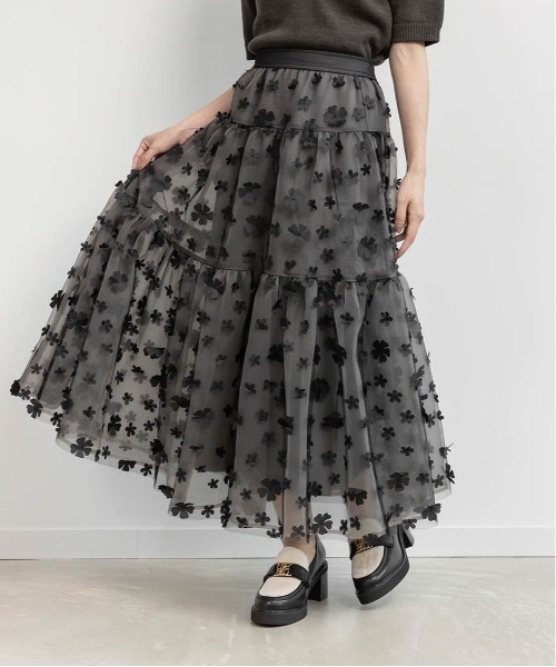 RANDA（ランダ）の「3Dフラワーティアードスカート（スカート・レディース・グレー/ブラック/ホワイト・0/1）」の16枚目の写真
