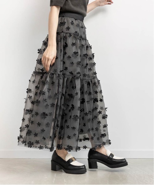 RANDA（ランダ）の「3Dフラワーティアードスカート（スカート・レディース・グレー/ブラック/ホワイト・0/1）」の17枚目の写真