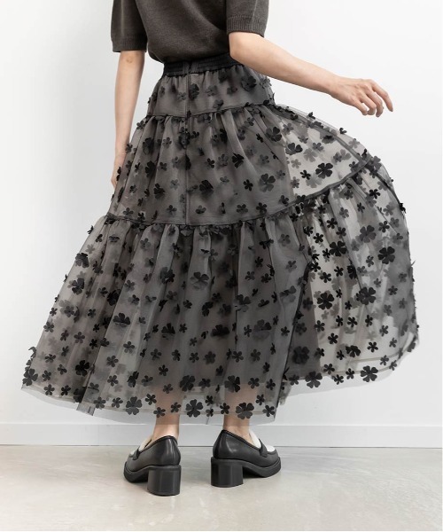 RANDA（ランダ）の「3Dフラワーティアードスカート（スカート・レディース・グレー/ブラック/ホワイト・0/1）」の19枚目の写真