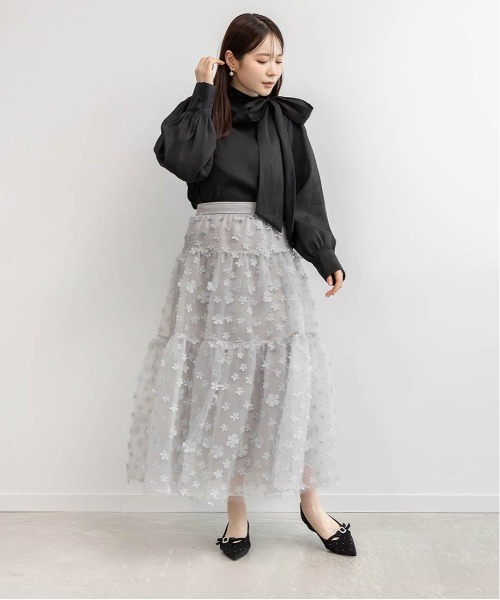 RANDA（ランダ）の「3Dフラワーティアードスカート（スカート・レディース・グレー/ブラック/ホワイト・0/1）」の22枚目の写真