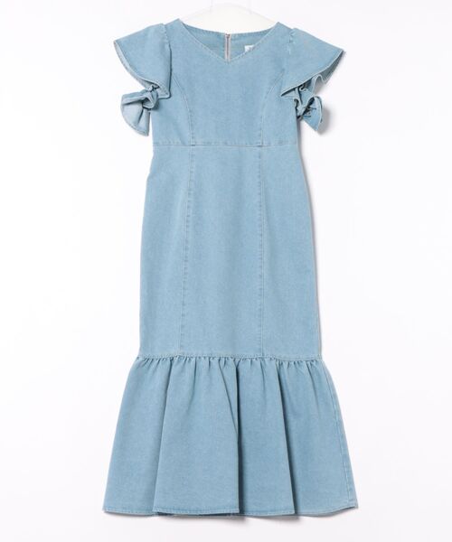REDYAZEL(レディアゼル)の「フリルスリーブデニムワンピース(ワンピース・レディース・サックスブルー/オフホワイト/ネイビー・FREE)」の20枚目の写真
