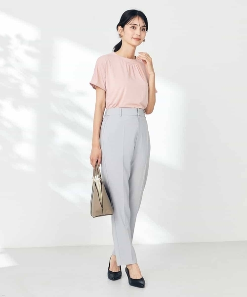 ✨日本製✨ ウヴラージュクラス カットソー ブラウス フレンチスリーブ ギャザー 日本製」ブラウス レディース ギャザー ノースリーブ プチ