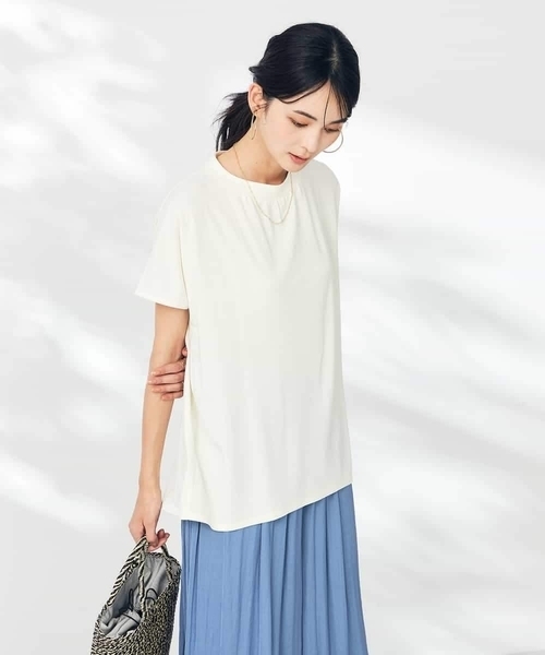 ✨日本製✨ ウヴラージュクラス カットソー ブラウス フレンチスリーブ ギャザー UVスラブ・ギャザーフレンチトップス/40代50代からのレディース