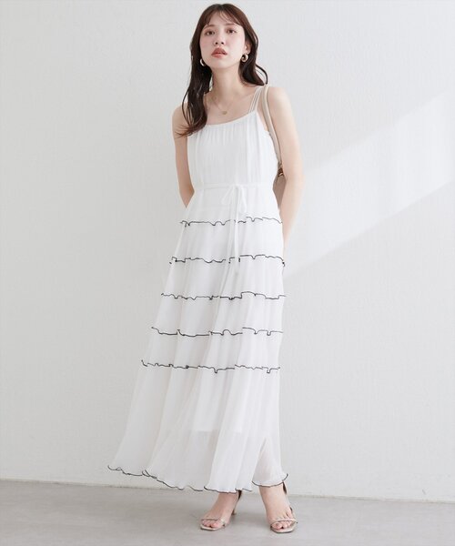 natural couture（ナチュラルクチュール）の「プリーツメローキャミワンピース（ワンピース・レディース・オフホワイト/ブラック/ブラウン・FREE）」の8枚目の写真