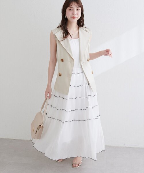 natural couture（ナチュラルクチュール）の「プリーツメローキャミワンピース（ワンピース・レディース・オフホワイト/ブラック/ブラウン・FREE）」の9枚目の写真