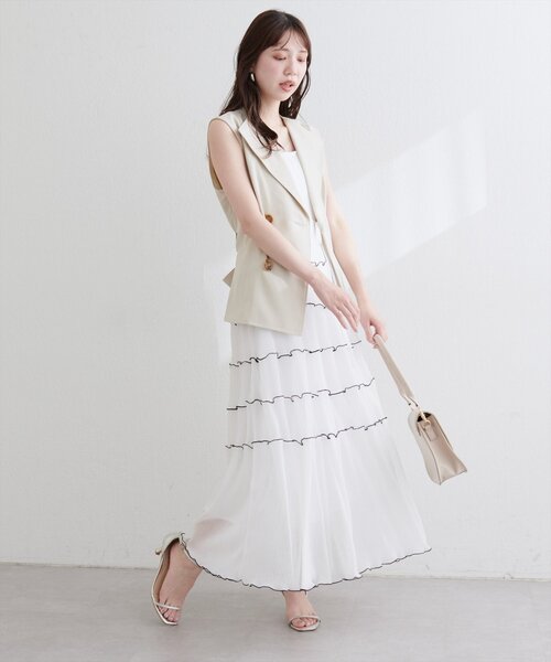 natural couture（ナチュラルクチュール）の「プリーツメローキャミワンピース（ワンピース・レディース・オフホワイト/ブラック/ブラウン・FREE）」の11枚目の写真