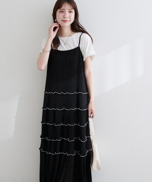 natural couture（ナチュラルクチュール）の「プリーツメローキャミワンピース（ワンピース・レディース・オフホワイト/ブラック/ブラウン・FREE）」の22枚目の写真