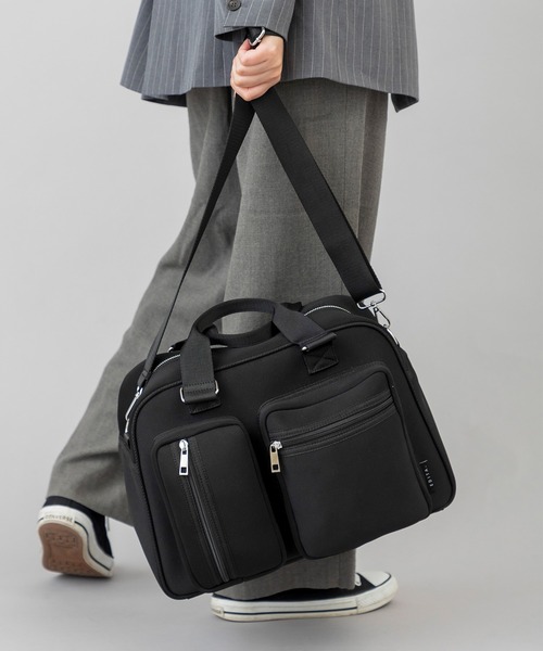 セール】ネオプレン ポケットデザイン ボストンバッグ 1泊旅行 / 軽量