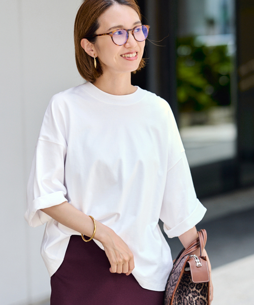 FRAMeWORK(フレームワーク)の「≪追加≫モックネックTシャツ2(Tシャツ/カットソー・レディース・ブラック/ホワイト/ボルドー・FREE)」の2枚目の写真