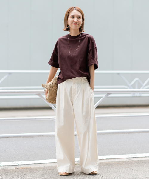 FRAMeWORK(フレームワーク)の「≪追加≫モックネックTシャツ2(Tシャツ/カットソー・レディース・ブラック/ホワイト/ボルドー・FREE)」の5枚目の写真