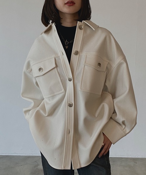 PAGEBOY（ページボーイ）の「ウーリーテックＣＰＯジャケット（テーラードジャケット・レディース・ブラック/ブルー系その他/ホワイト系その他・FREE）」の2枚目の写真