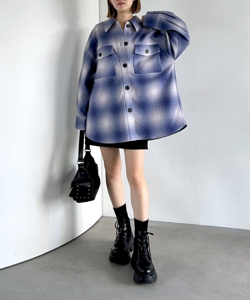 PAGEBOY（ページボーイ）の「ウーリーテックＣＰＯジャケット（テーラードジャケット・レディース・ブラック/ブルー系その他/ホワイト系その他・FREE）」の4枚目の写真