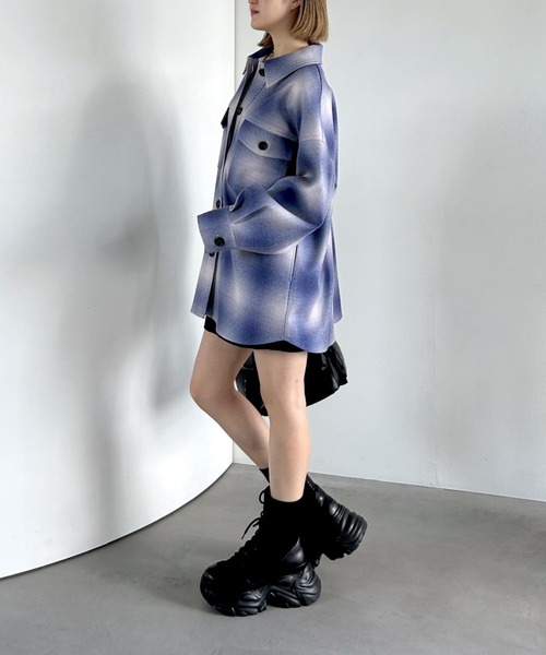 PAGEBOY（ページボーイ）の「ウーリーテックＣＰＯジャケット（テーラードジャケット・レディース・ブラック/ブルー系その他/ホワイト系その他・FREE）」の5枚目の写真