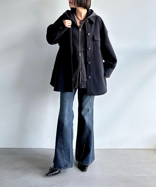 PAGEBOY（ページボーイ）の「ウーリーテックＣＰＯジャケット（テーラードジャケット・レディース・ブラック/ブルー系その他/ホワイト系その他・FREE）」の12枚目の写真