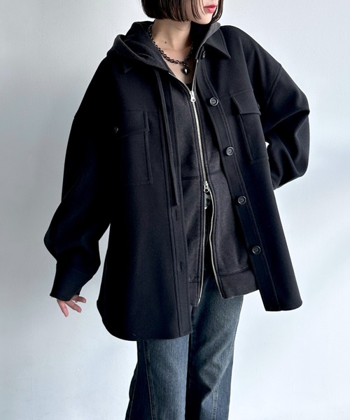 PAGEBOY（ページボーイ）の「ウーリーテックＣＰＯジャケット（テーラードジャケット・レディース・ブラック/ブルー系その他/ホワイト系その他・FREE）」の15枚目の写真