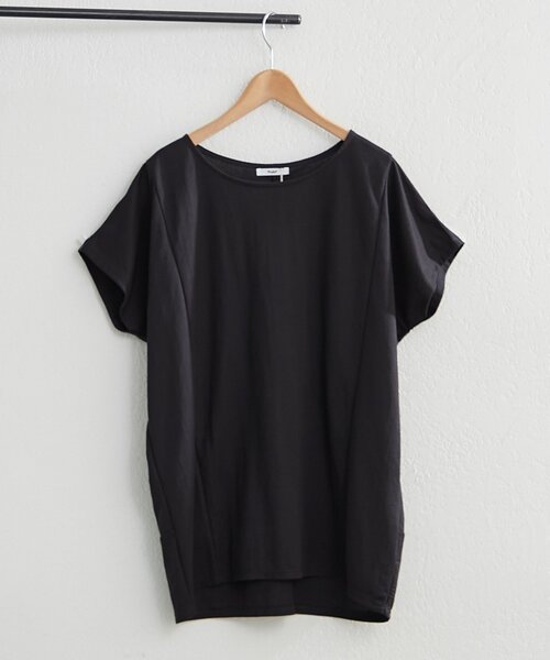 NAO(ナオ)の「【接触冷感ひんやりタッチ】カノコ切替プルオーバー(Tシャツ/カットソー・レディース・ブラック/オフホワイト/ライトブルーグレー/モカ・FREE)」の13枚目の写真