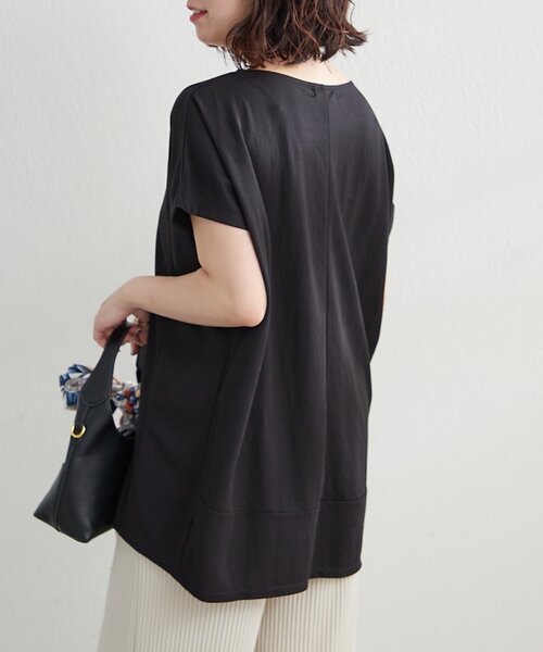 NAO(ナオ)の「【接触冷感ひんやりタッチ】カノコ切替プルオーバー(Tシャツ/カットソー・レディース・ブラック/オフホワイト/ライトブルーグレー/モカ・FREE)」の15枚目の写真