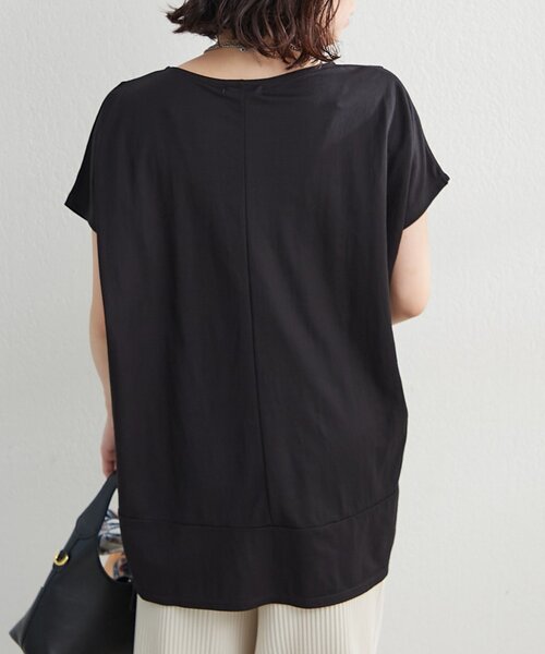 NAO(ナオ)の「【接触冷感ひんやりタッチ】カノコ切替プルオーバー(Tシャツ/カットソー・レディース・ブラック/オフホワイト/ライトブルーグレー/モカ・FREE)」の16枚目の写真