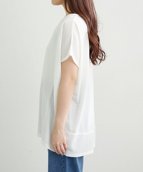 NAO(ナオ)の「【接触冷感ひんやりタッチ】カノコ切替プルオーバー(Tシャツ/カットソー・レディース・ブラック/オフホワイト/ライトブルーグレー/モカ・FREE)」の21枚目の写真