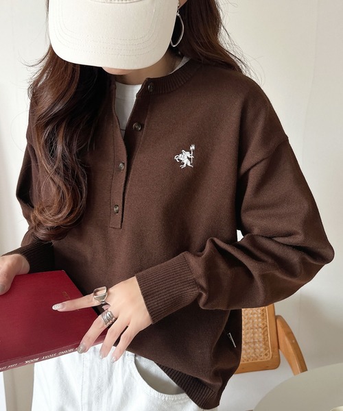 セール】《Javaジャバコラボ》顔周りスッキリ&胸元刺繍で映える♪配色