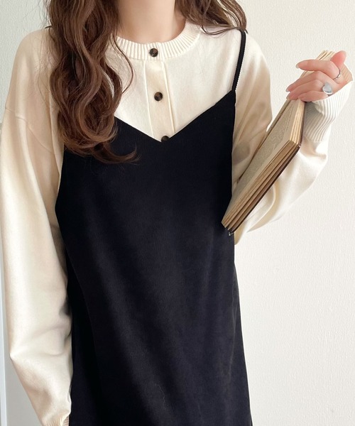 Java(ジャバ)の「《JaVaジャバコラボ》顔周りスッキリ&胸元刺繍で映える♪配色刺繍ヘンリーネックニット(ニット/セーター・レディース・ブラウン/ブラック×ホワイト/グレー×ホワイト/グレイッシュベージュ/アイボリー・LARGE/MEDIUM/X-LARGE/SMALL)」の8枚目の写真