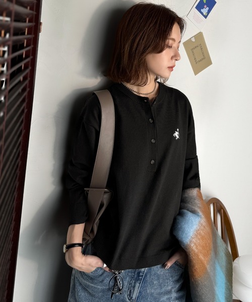 Java(ジャバ)の「《JaVaジャバコラボ》顔周りスッキリ&胸元刺繍で映える♪配色刺繍ヘンリーネックニット(ニット/セーター・レディース・ブラウン/ブラック×ホワイト/グレー×ホワイト/グレイッシュベージュ/アイボリー・LARGE/MEDIUM/X-LARGE/SMALL)」の17枚目の写真