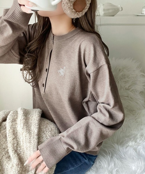 セール】《JaVaジャバコラボ》顔周りスッキリ&胸元刺繍で映える♪配色