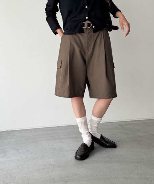 CANAL JEAN（キャナルジーン）の「choice_cnl　コットンナイロンカーゴハーフパンツ（カーゴパンツ・レディース・ブラウン・ONE SIZE）」の2枚目の写真
