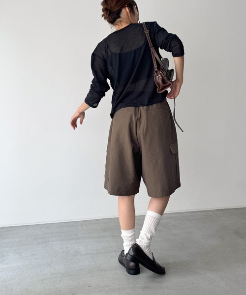 CANAL JEAN（キャナルジーン）の「choice_cnl　コットンナイロンカーゴハーフパンツ（カーゴパンツ・レディース・ブラウン・ONE SIZE）」の3枚目の写真