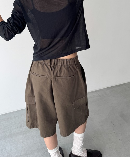 CANAL JEAN（キャナルジーン）の「choice_cnl　コットンナイロンカーゴハーフパンツ（カーゴパンツ・レディース・ブラウン・ONE SIZE）」の4枚目の写真