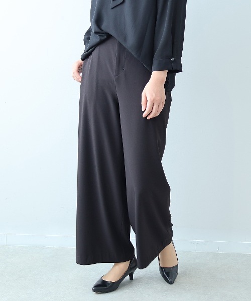 フルールbyミントブリーズ（fleur by mint breeze）/【大きいサイズ】【セットアップ】さらさらサテンワイドパンツ セール】【セットアップ】【L～5L 大きいサイズ】サテンワイドパンツ