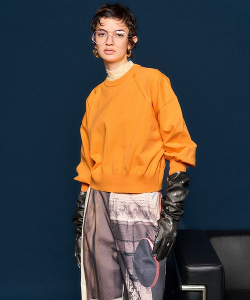 MAISON SPECIAL（メゾンスペシャル）の「Crew Neck Color Short Knit Pullover/クルーネックカラーショートニット（ニット/セーター・レディース・オレンジ/グリーン/ブラック/ブルー・FREE）」の4枚目の写真