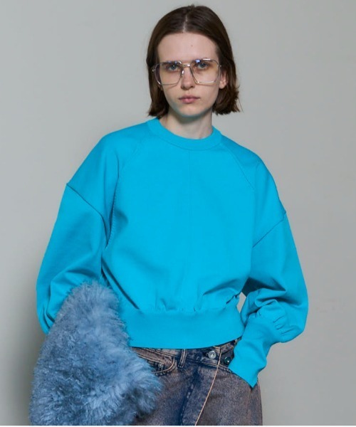 Crew Neck Color Short Knit Pullover/クルーネックカラーショート