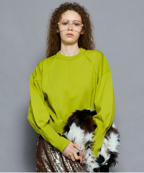 Crew Neck Color Short Knit Pullover/クルーネックカラーショート