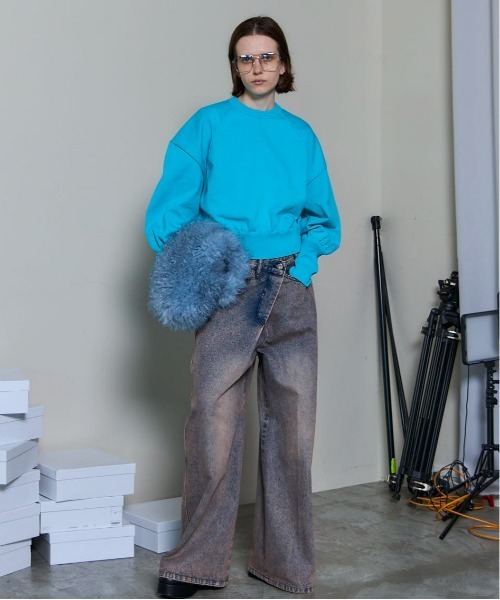 MAISON SPECIAL（メゾンスペシャル）の「Crew Neck Color Short Knit Pullover/クルーネックカラーショートニット（ニット/セーター・レディース・オレンジ/グリーン/ブラック/ブルー・FREE）」の10枚目の写真