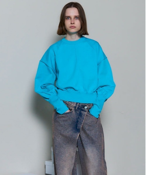 MAISON SPECIAL（メゾンスペシャル）の「Crew Neck Color Short Knit Pullover/クルーネックカラーショートニット（ニット/セーター・レディース・オレンジ/グリーン/ブラック/ブルー・FREE）」の14枚目の写真