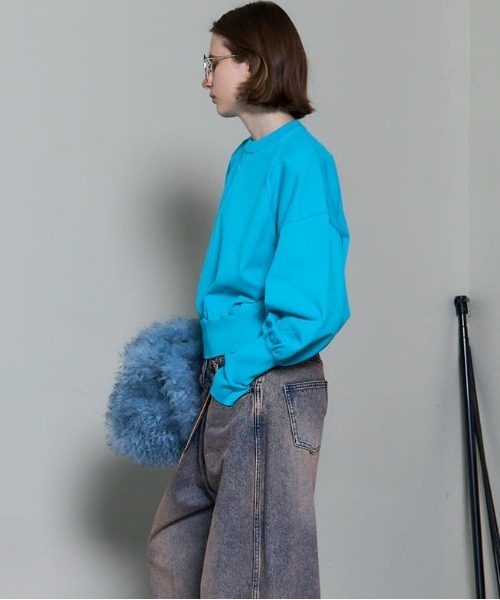 MAISON SPECIAL（メゾンスペシャル）の「Crew Neck Color Short Knit Pullover/クルーネックカラーショートニット（ニット/セーター・レディース・オレンジ/グリーン/ブラック/ブルー・FREE）」の15枚目の写真