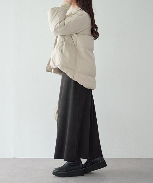 BEARDSLEY（ビアズリー）の「ジップフレアダウン（ダウンジャケット/コート・レディース・ベージュ/ブラック・FREE）」の17枚目の写真