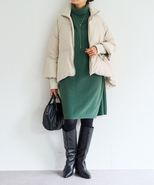 BEARDSLEY（ビアズリー）の「ジップフレアダウン（ダウンジャケット/コート・レディース・ベージュ/ブラック・FREE）」の19枚目の写真