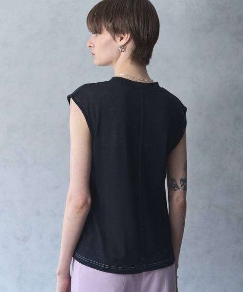 Muel Chic(ミュエルシック)の「Tao sleeveless CS タオノースリーブカットソー(Tシャツ/カットソー・レディース・グレー/ブラック/サックスブルー/モカ/オレンジ/ホワイト・FREE)」の11枚目の写真